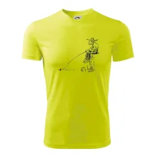 Kreslený rybár na pni