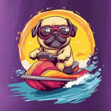 Mops na vodnom skútri