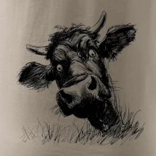 Čiernobiela karikatúra čierna krava hlava