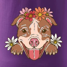 Americký stafordšírsky teriér hlava s kvetinami