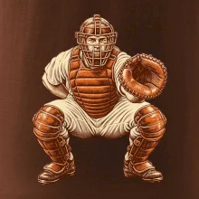 Baseballový catcher retro rytina