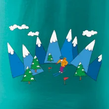 Lyžiar a farebné hory