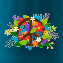 Peace symbol prerastený kvetinami