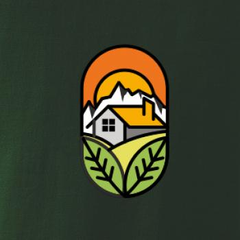 Chalupa pri západe slnka