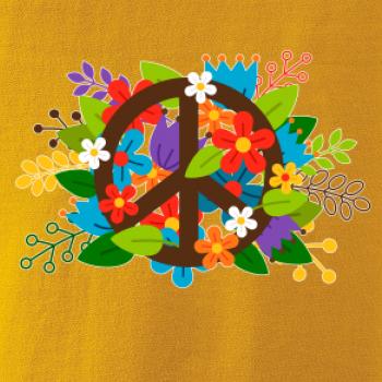 Peace symbol prerastený kvetinami