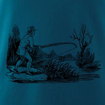 Kreslený rybár nahradzujúci