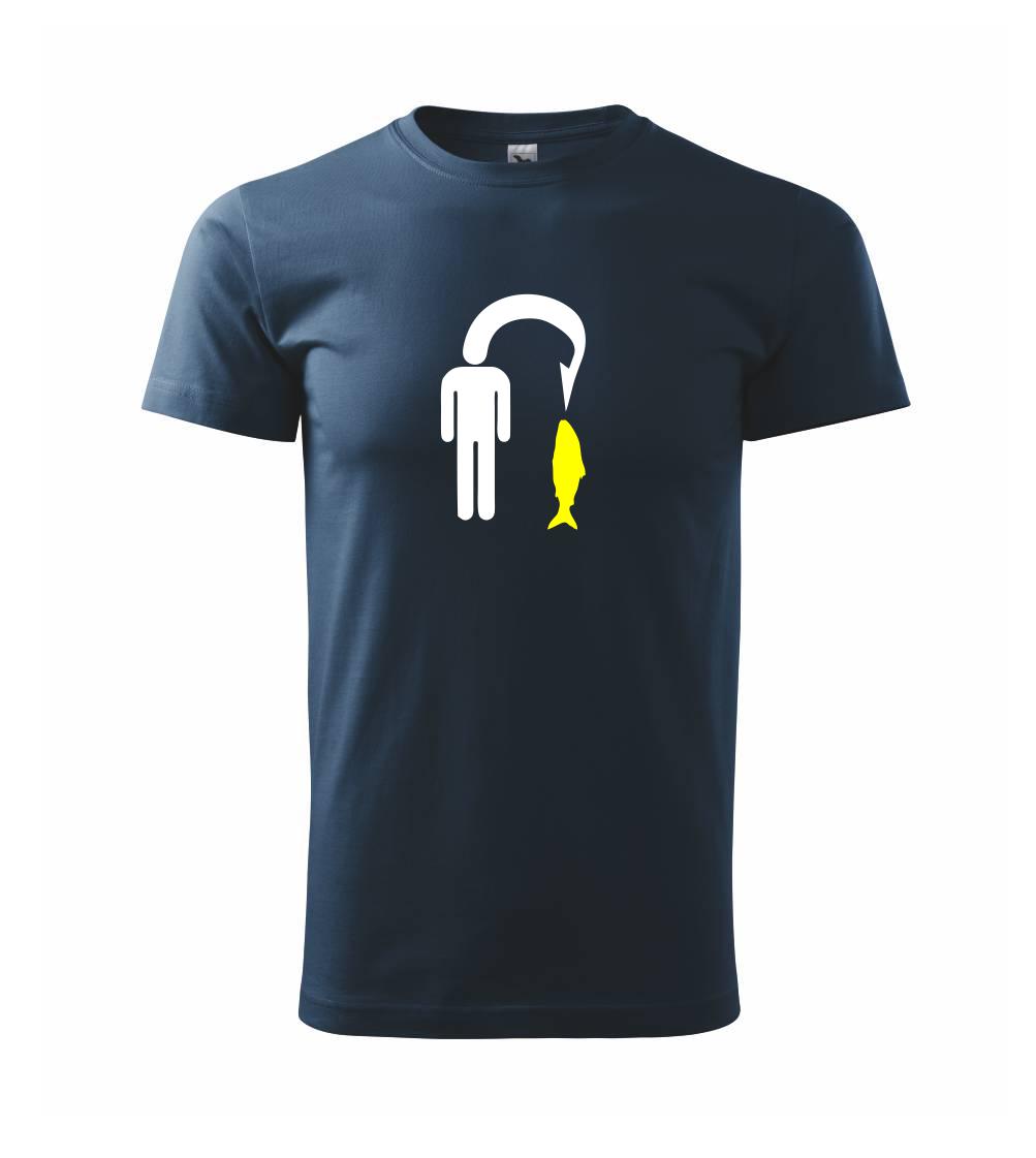 Tričká pre rybárov s potlačou - Rybárčenie - Človek na háčiku - Tričko extra veľké  (5-8XL)