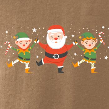 Tancujúci Santa a dvaja škriatkovia