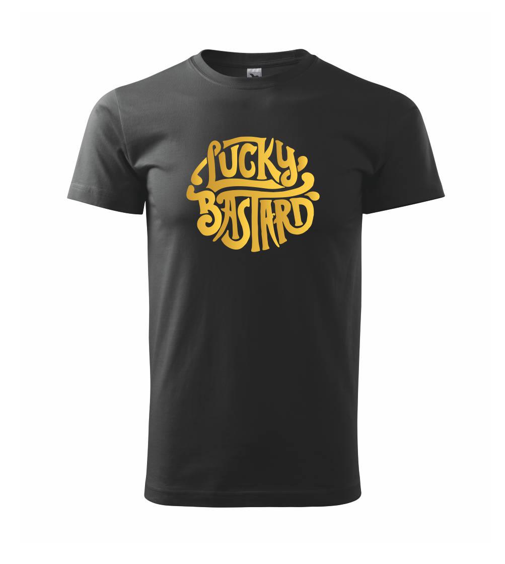 Tričká na párty - Lucky Bastard zlatý - Tričko extra veľké  (5-8XL)
