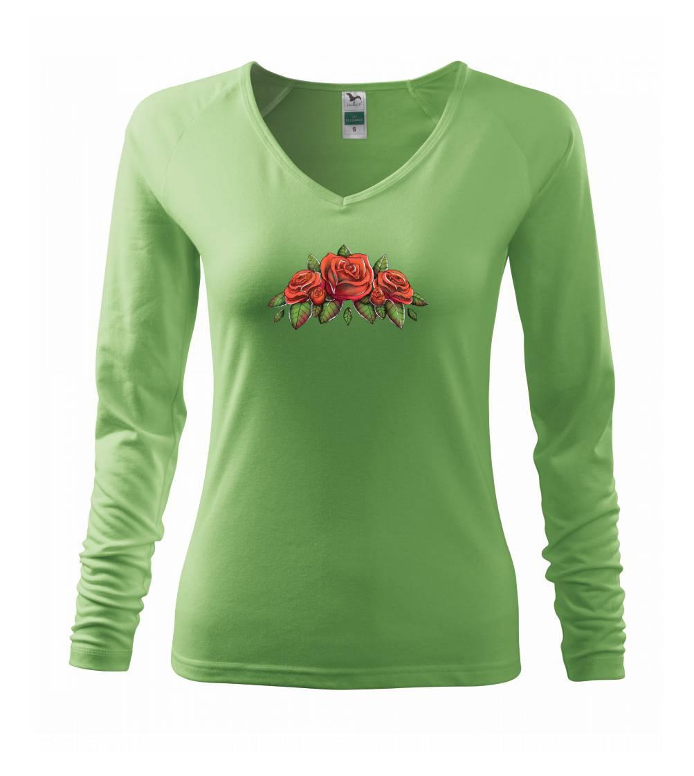 Tričká s kvetinami - Červená ruža - Tričko dámske Elegance