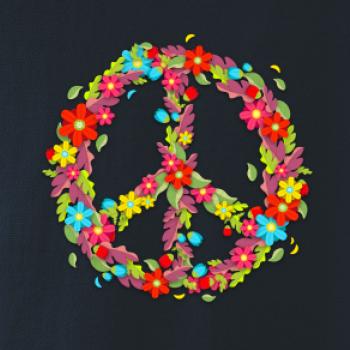 Peace symbol červené kvety