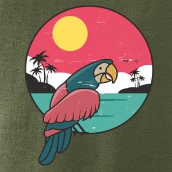 Papagáj v kruhu pri mori