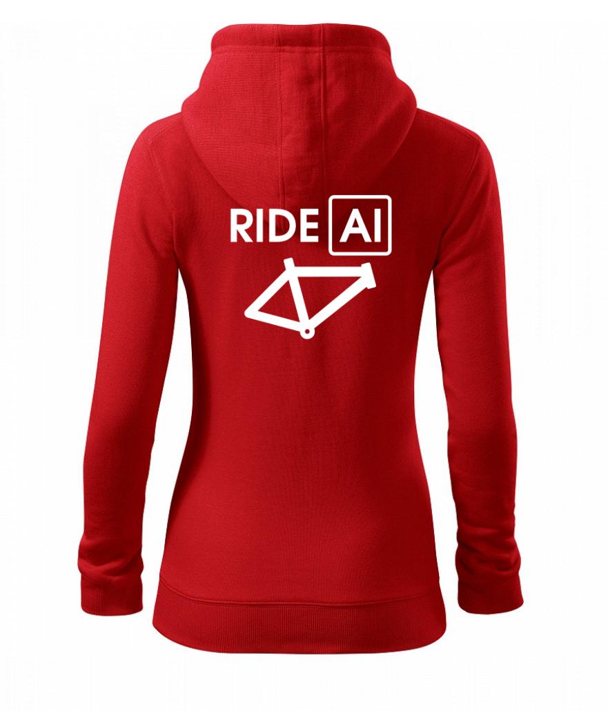 Tričko ako darček pre cyklistu - Ride Al - Mikina dámska trendy zipper s kapucňou