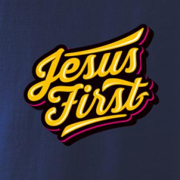 Jesus first žltý nápis Jesus first žltý nápis