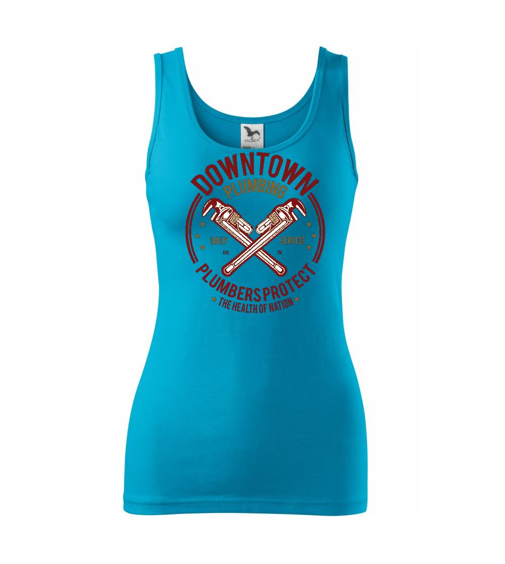 Vtipné tričká do práce - Downtown Plumbing - Dámske tielko