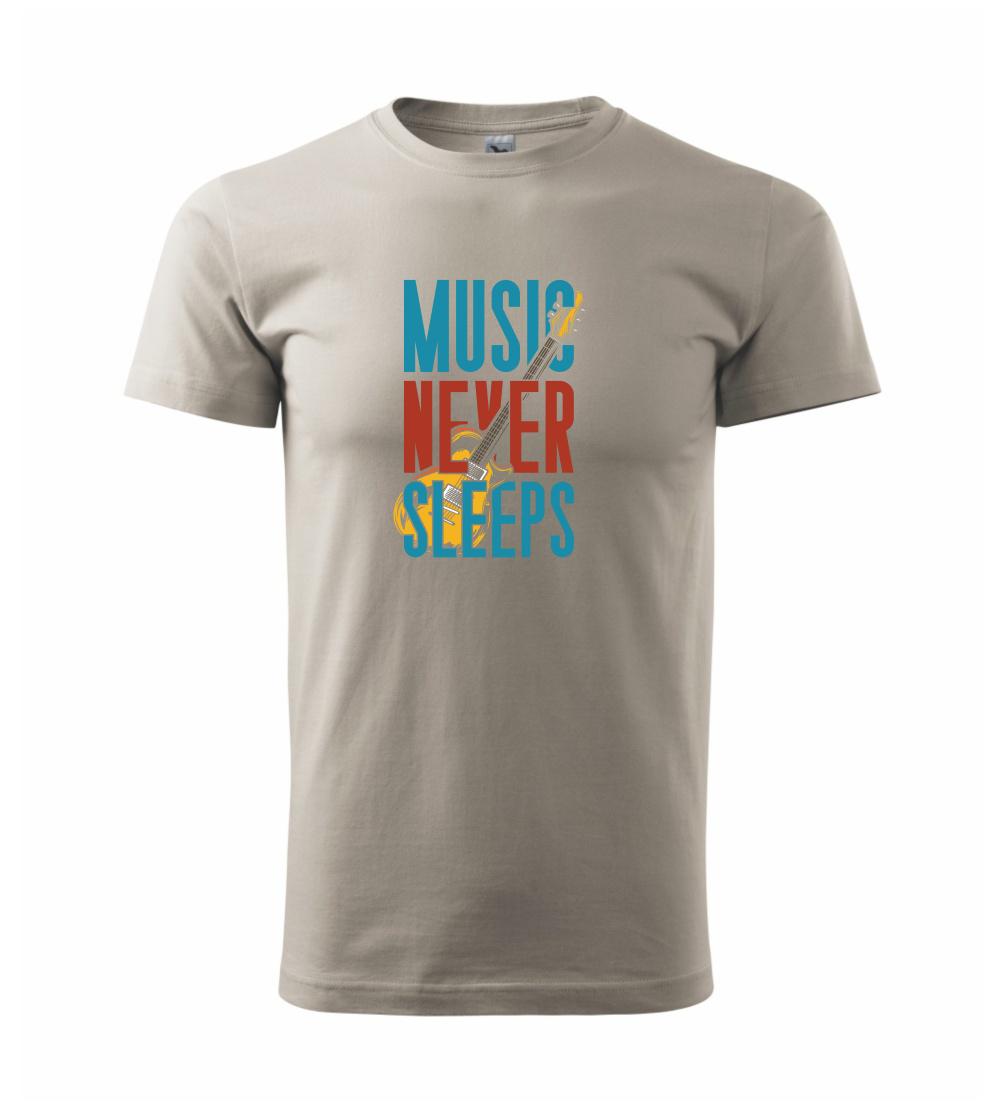 Hudobné tričká - Music Never Sleeps - Klasické pánske tričko vyššej gramáže