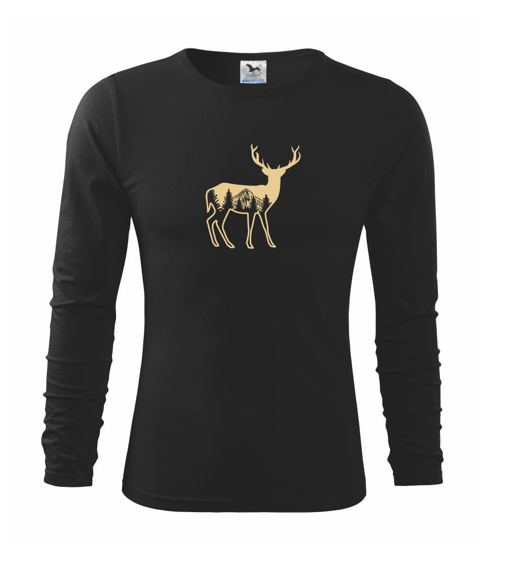 Tričká so zvieratami - Jeleň a pohoria - Tričko detské Long Sleeve