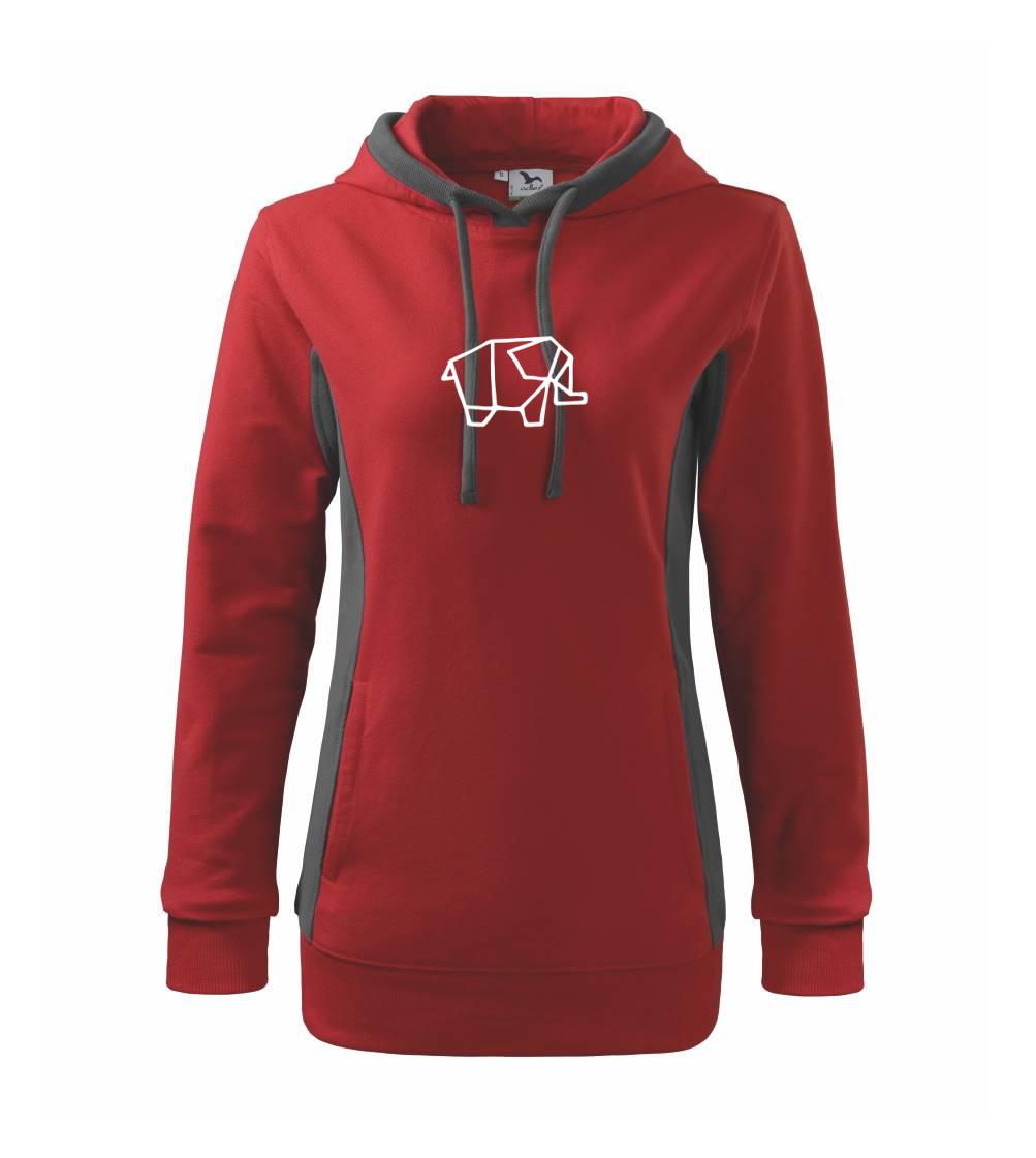 Geometrické zvieratá - Geometria - slon jednoduchý - Mikina dámska Kangaroo s kapucňou