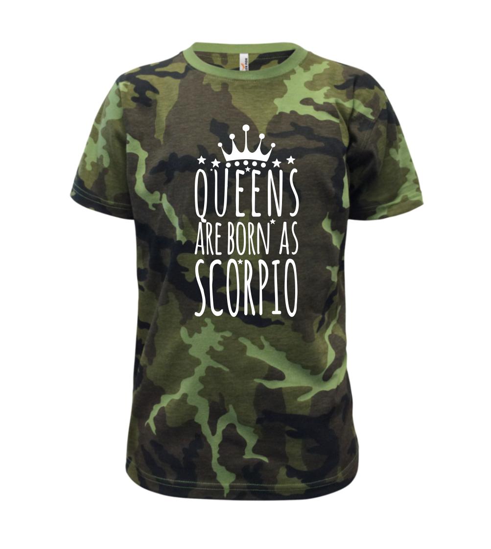 Tričká škorpión - Queens are born as Scorpio - Škorpión - Detské maskáčové tričko