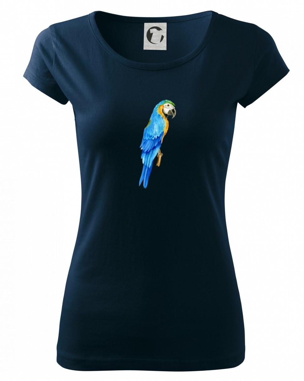 Tričká so zvieratami - Ara modrá kreslená - Dámske tričko Pure