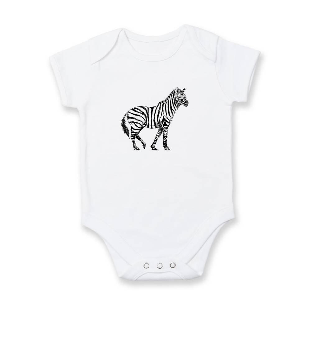 Tričká so zvieratami - Zebra kreslená - Body dojčenské s krátkym rukávom