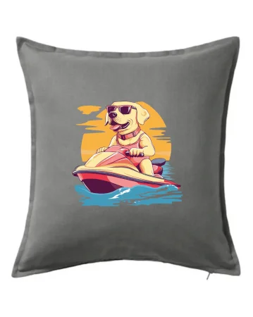Zlatý retriever na vodnom skútri