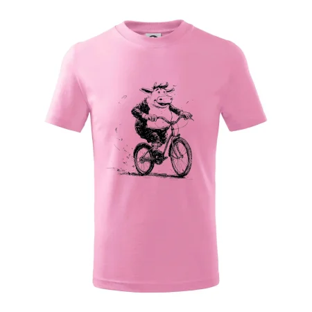 Tučná krava na bicykli