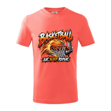 Basketbalový kôš s loptou eat sleep repeat