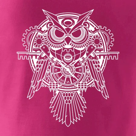 Steampunk sova čiernobiela