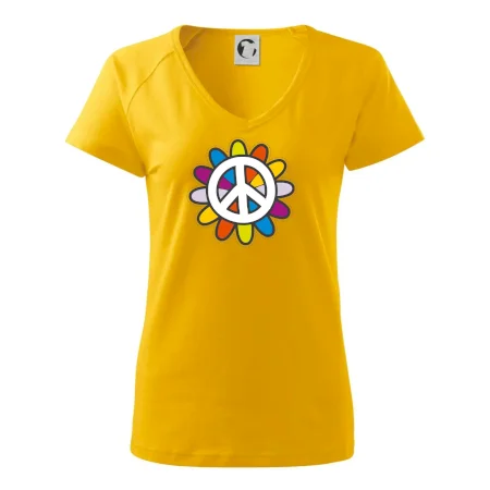 Peace symbol s kreslenou kvetinou