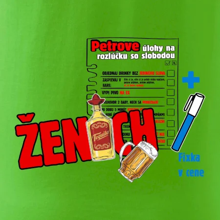 Tričko na rozlúčku s úlohami na chrbte + nápis ženích