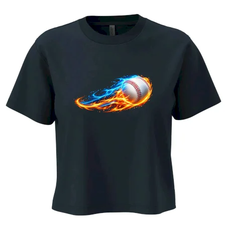 Letící baseballový míček v plamenech