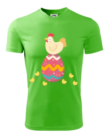 Sliepka sediaca na veľkonočnom vajci