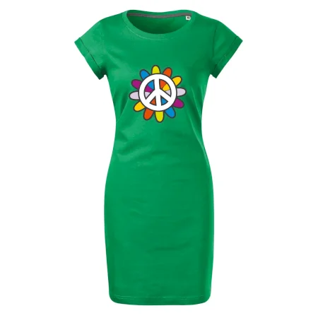 Peace symbol s kreslenou kvetinou