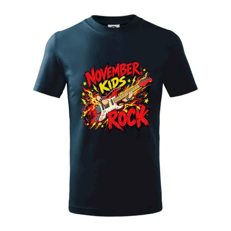 Rocková listopadová kytara s dětskými rukama