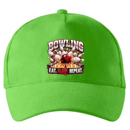 Bowlingová guľa a kolky eat sleep repeat