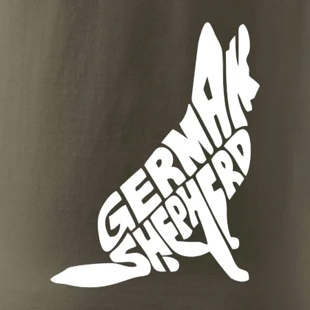 Nemecký ovčiak sediaci napis