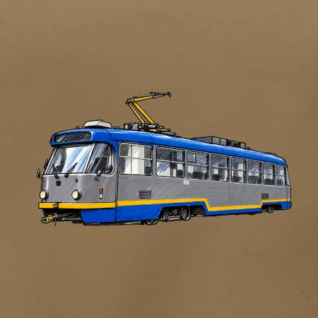 T3R SLF modrošedá kresba fixem