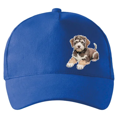 Lagotto romagnolo ležiaci vyšívaný na prsníku