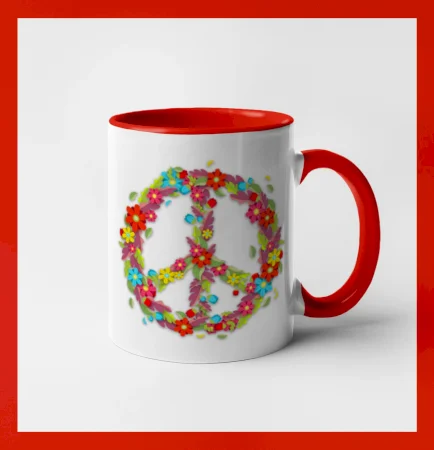 Peace symbol červené kvety