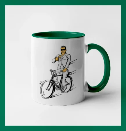 Gentleman na bicykli s pivom