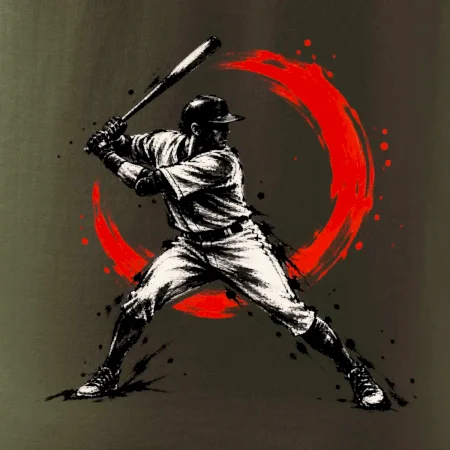 Baseballový pálkař japonská tušová malba