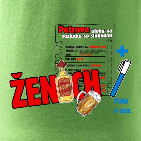 Tričko na rozlúčku s úlohami na chrbte + nápis ženích