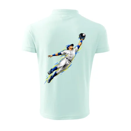 Baseballový polař chytá míček ve výskoku