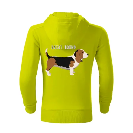 Basset hound pes s nápisom