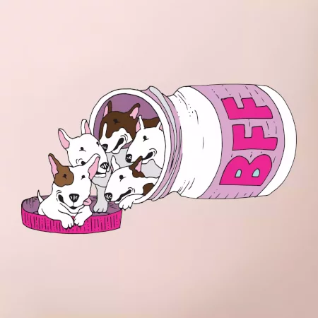 Bullterrier Friends Forever ružové (Pecka design)
