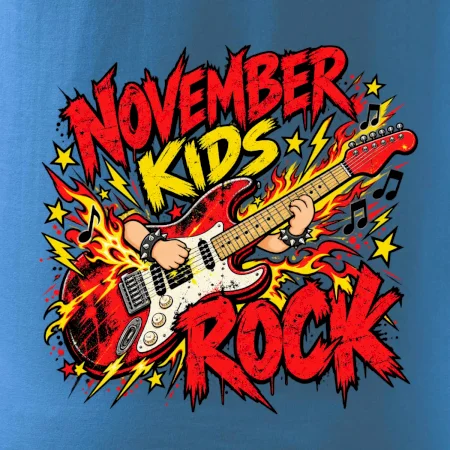 Rocková novembrová gitara s detskými rukami