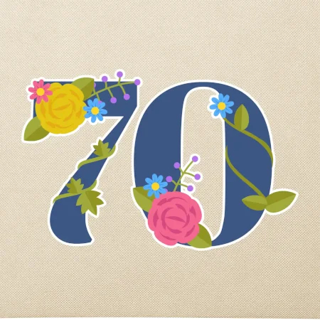 Kvetinové číslo kreslené - 70