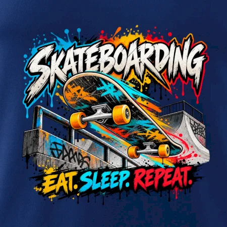 Skateboard ve street stylu eat sleep repeat