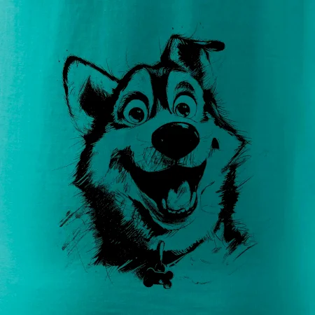 Čiernobiela karikatúra husky